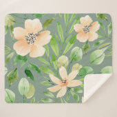 緑葉の花、ピンクの花：水色。 シェルパブランケット (正面(横))