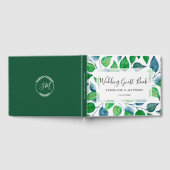 緑葉の葉の水色色彩の鮮やか結婚の ゲストブック (全面)