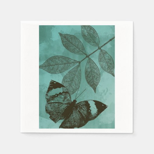 緑葉の蝶 スタンダードカクテルナプキン (正面)