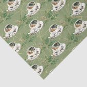 緑葉の豆とコーヒーカップ 薄葉紙 (詳細)