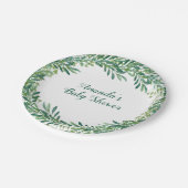 緑葉の赤ちゃんパーソナライズされた ペーパープレート (アングル)