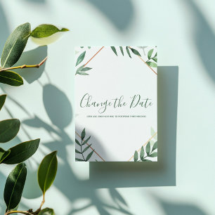 緑葉の金ゴールドと縁どは日付カードを変更 セーブザデート