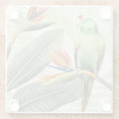 緑葉の鳥のヤシ ガラスコースター (裏面)