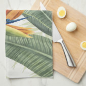 緑葉の鳥のヤシ キッチンタオル (四つ折り)