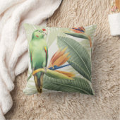 緑葉の鳥のヤシ クッション (ブランケット)