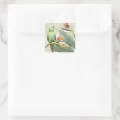 緑葉の鳥のヤシ スクエアシール (バッグ)