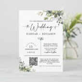 緑葉のQRミニマルコード写真 招待状 (スタンド正面)