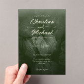 緑葉エレガント春の結婚式 アクリル招待状 (インサイチュ (ポータブル))
