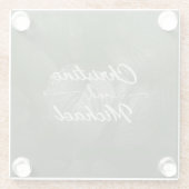 緑葉エレガント春の結婚式 ガラスコースター (裏面)