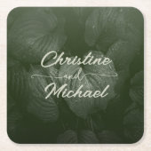 緑葉エレガント春の結婚式 スクエアペーパーコースター (正面)