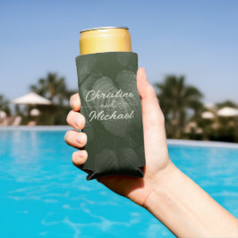 緑葉エレガント春の結婚式 スリム缶クーラー