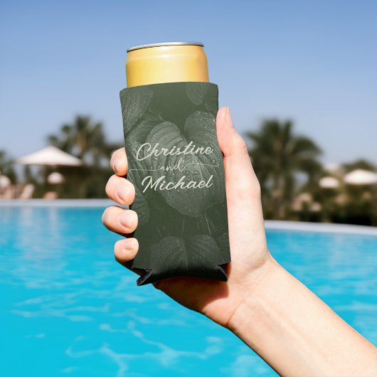 緑葉エレガント春の結婚式 スリム缶クーラー (インサイチュ プール)