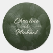 緑葉エレガント春の結婚式 ラウンドシール (正面)