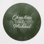 緑葉エレガント春の結婚式 ラベル (デザイン1)