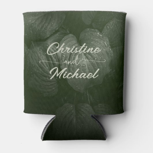 緑葉エレガント春の結婚式 缶クーラー (正面)