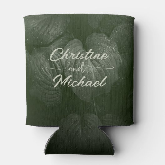 緑葉エレガント春の結婚式 缶クーラー (裏面)