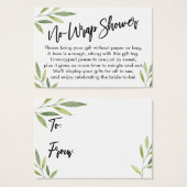 緑葉ノーラップブライダルシャワーギフトカード (正面&裏面)