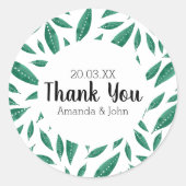 緑葉モダン網植物 ラウンドシール (正面)