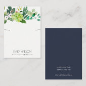 緑葉多肉の牡丹ネックレスディスプレイ 名刺 (正面/裏面)