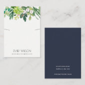 緑葉多肉の牡丹ネックレスディスプレイ 名刺 (正面/裏面)