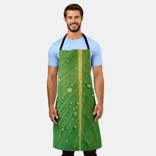 緑葉植物の露 エプロン (着用した状態)