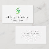 緑葉植物ヘルバリストホメオパシーのミニマリスト 名刺 (正面/裏面)