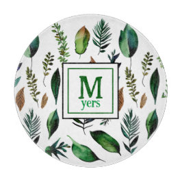 緑葉植物性自然 パーソナライズされた カッティングボード