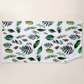 緑葉植物性自然 ビーチタオル (正面)