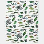 緑葉植物性自然 フリースブランケット (正面)