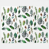 緑葉植物性自然 フリースブランケット (正面(横))