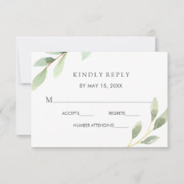 緑葉植物結婚式RSVPカード 出欠カード