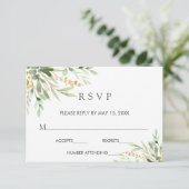 緑葉植物結婚式RSVPカード 出欠カード (スタンド正面)