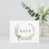 緑葉植物結婚式RSVP インビテーションポストカード (スタンド正面)