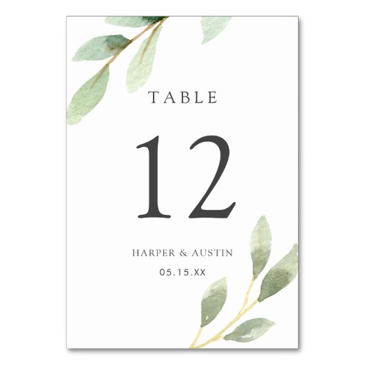 緑葉植物表結婚番 テーブルナンバー (正面)