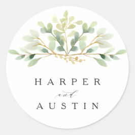 緑葉水彩植物学結婚院 ラウンドシール