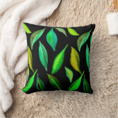 緑葉水彩環境 クッション (ブランケット)