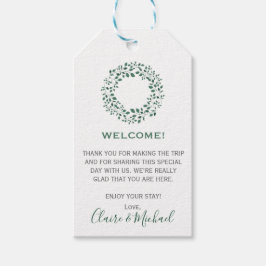 緑葉水色リース |ようこそ結婚の ギフトタグ