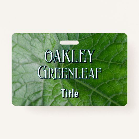 緑葉脈詳細名前をカスタムする及び画像 バッジ (正面)