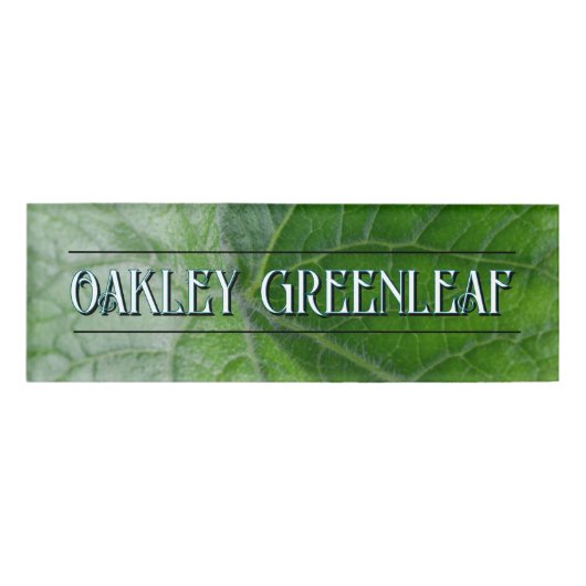 緑葉脈詳細名前をカスタムする及び画像 名札 (正面)