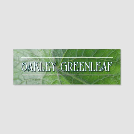 緑葉脈詳細名前をカスタムする及び画像 名札 (正面)