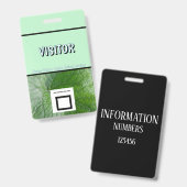 緑葉脈詳細名前をカスタムする画像ビジター バッジ (正面＆裏面)