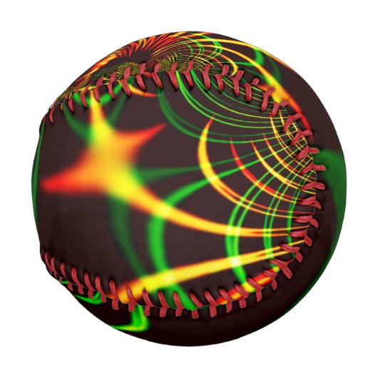 緑葉色と黄色の火色曲線 野球ボール (裏面左)