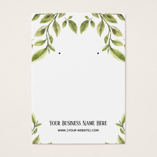 緑葉色のイヤリングディスプレイカード (正面)