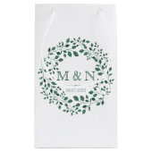 緑葉色リース |モノグラム結婚ズ スモールペーパーバッグ (裏面)