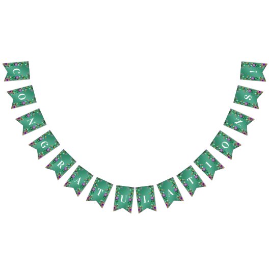 緑葉色紫の宝石のバンティング国旗 バンティングフラッグ (全)