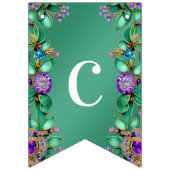 緑葉色紫の宝石のバンティング国旗 バンティングフラッグ (第1の旗)