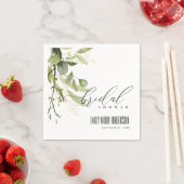 緑葉金ゴールド茎葉水彩ブライダルシャワー スタンダードカクテルナプキン (インサイチュ)