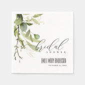 緑葉金ゴールド茎葉水彩ブライダルシャワー スタンダードカクテルナプキン (正面)