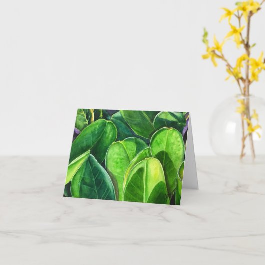 緑葉 カード (黄色い花)
