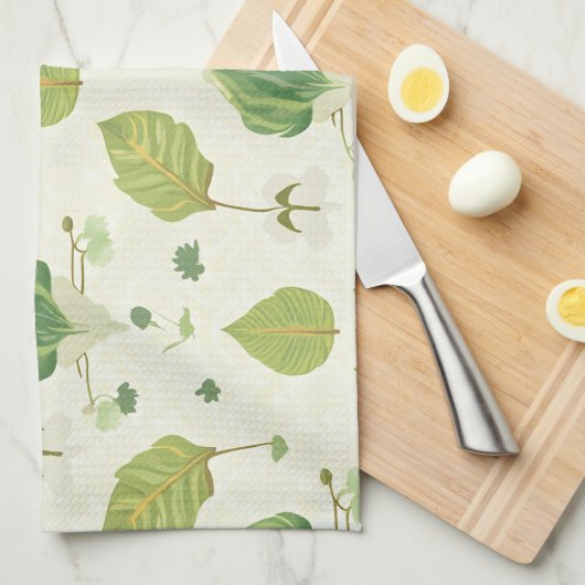 緑葉 キッチンタオル (四つ折り)